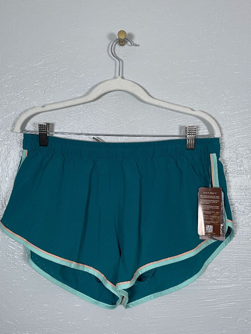 Rabbit Women XL Deep Lagoon Blue Repeats 2" Shorts Lined Pocket Running Athletic